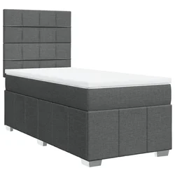 Vidaxl Box spring postelja z vzmetnico temno siva 100x200 cm blago