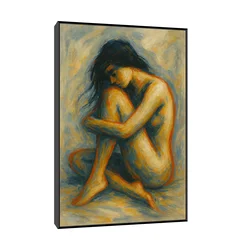 Canvas Slika na platnu Minimalistička ženska figura 50x75cm, Sa ramom, Crni