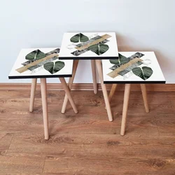 Hanah Home Set klub stočića 3Shp169, 3 komada, Svetloroze