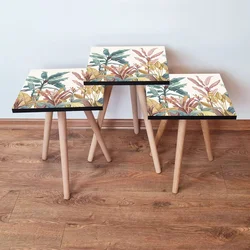 Hanah Home Set klub stočića 3Shp358, 3 komada, Svetloroze
