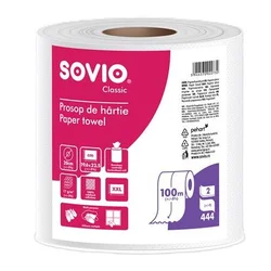Papirnate brisače, 100 % celuloza, v roli, 100 m, premer 20 cm, dvoslojne, SOVIO