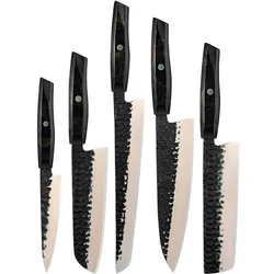 Set damaškovih kuhinjskih noževa ZA-37586 – Crna / Smeđa / 5 kom KP37586