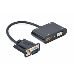Gembird video adapter kabl, VGA na HDMI + VGA, 0,15 m A-VGA-HDMI-02, crni