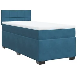 Vidaxl Box spring postelja z vzmetnico temno moder 90x190 cm žamet