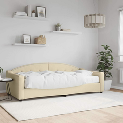 Dnevni krevet s madracem krem 90 x 200 cm od tkanine