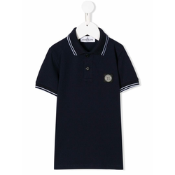 Stone Island Junior-logo patch polo shirt-kids-Blue