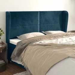 Uzglavlje s ušima tamnoplavo 163x23x118/128 cm baršunasto