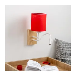 Brilagi - LED zidna lampa NUBILA WOOD 1xE27/25W/230V + LED/3W hrast/crvena