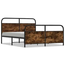Vidaxl Kovinski posteljni okvir brez vzmetnice dimljen hrast 180x200cm