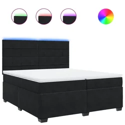 Vidaxl Box spring postelja z vzmetnico črna 200x200 cm žamet