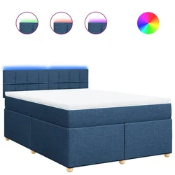 Vidaxl Box spring postelja z vzmetnico modra 140x200 cm blago