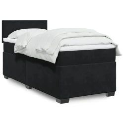 VIDAXL Box spring postelja z vzmetnico črna 100x200 cm žamet