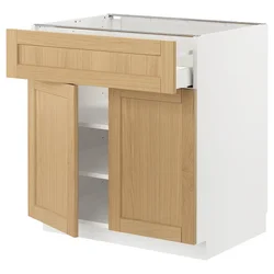 METOD / MAXIMERA Podni element s fiokom/2 vrata, bela/Forsbacka hrastovina, 80x60 cm