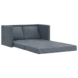 Podni kauč na razvlačenje 2-u-1 tamnosivi 122x204x55 cm baršun