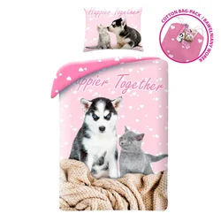 shumee Posteljnina 140x200 bombaž Husky mucek