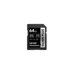 Lexar SDXC 64GB UHS-I V30 Silver Plus (R:205/W:100MB/s)