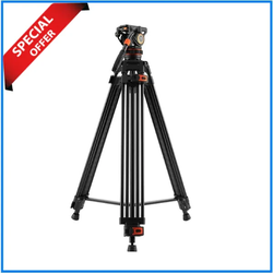 K&F VA3+BV10 Aluminum Alloy Professional Fluid Head Video Tripod – Black