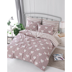 Aberto Design Komplet posteljina Herz, 200x220 cmn, Roze-Bela