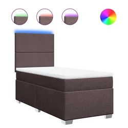 Vidaxl Box spring postelja z vzmetnico temno rjava 90x200 cm blago