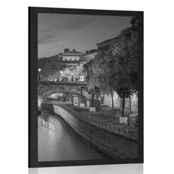 Plakat pobrežje Pariza v črnobeli varianti - 40x60 white