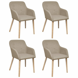 vidaXL Set blagovaonskih stolica od hrasta naslonima za ruke, Sive, 4 kom