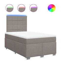 Vidaxl Box spring postelja z vzmetnico taupe 120x200 cm blago