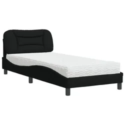 Vidaxl Postelja z vzmetnico Hvar črna 80x200 cm blago