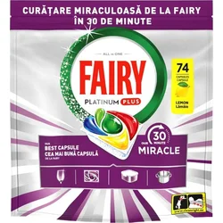 FAIRY Tablete Platinum Plus 30min miracle lemon 74kom