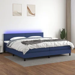 Krevet box spring s madracem LED plavi 200x200 cm od tkanine