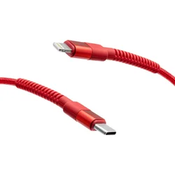 mobilNET pleteni kabel Type-C na Lightning 20W 1 m 3A, rdeč