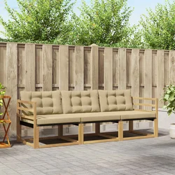 Set vanjskih sofa s jastukom 3 pcs Bijela i bež