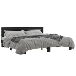 Okvir za krevet crni 200 x 200 cm konstruirano drvo i metal