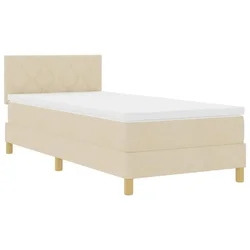 Vidaxl LED Box Spring Postelja z LED trakami krema 90 x 190 cm blago