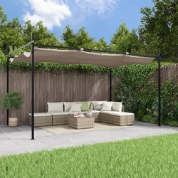 Pergola s pomičnim krovom smeđesiva 395x292x230 cm