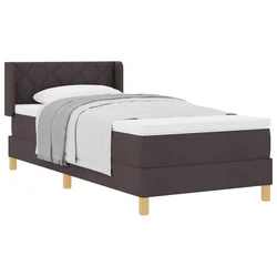 Vidaxl Postelja z vzmetnico z vzglavjem Temno rjava 200 x 90 cm blago
