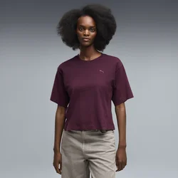 PUMA HER Relaxed Tee Women, Clothing, Ruby Noir, XL