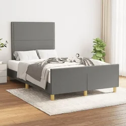 shumee Posteljni okvir z vzglavjem temno siv 120x200 cm blago