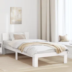vidaXL postelja s headboard bela 100x200 cm trden borov les
