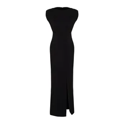 Trendyol Black Wadding Long Woven Evening Dress