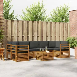 Set vanjskih sofa 8 pcs Prirodna i antracit Čvrsto drvo akacije