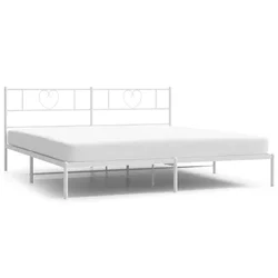 Vidaxl Kovinski posteljni okvir z vzglavjem bel 183x213 cm