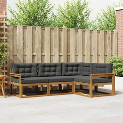 Set vanjskih sofa s jastukom 4 pcs Prirodna i antracit