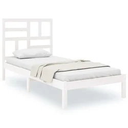 Vidaxl Posteljni okvir bel iz trdnega lesa 75x190 cm