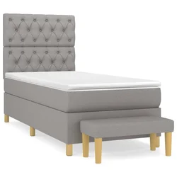 Vidaxl Box spring postelja z vzmetnico svetlo siva 80x200 cm blago