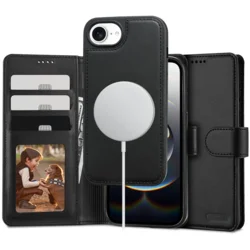 Tech-protect Ohišje za iPhone 16e / 17e Wallet MagSafe – mat črno