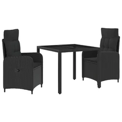 Vanjski set za objedovanje 3 pcs Crna 90 x 90 x 75 cm poliratan