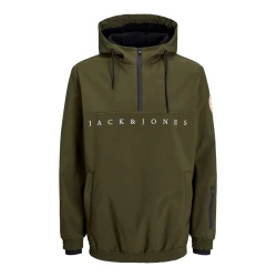 JACK & JONES Muška jakna sa polu rajsferšlusom 12253813 maslinasta