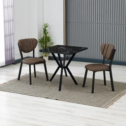HANAH HOME Set Trpezarijski sto i 2 stolice Elma Brown Black