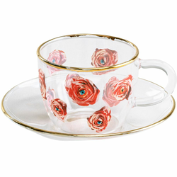 Skodelica za espresso s krožnikom TOILETPAPER ROSES, 50 ml, Seletti