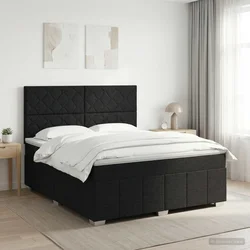 vidaXL Postelja boxspring z vzmetnico Črna 160 x 200 cm Blago